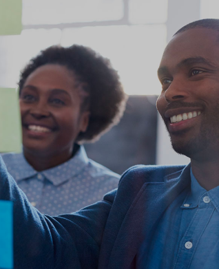 A man and A woman smiling